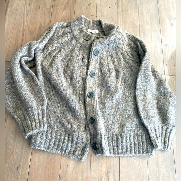 Madewell Harwood Cableknit Mockneck Cardigan Sweater in brown NWT - Picture 5 of 8